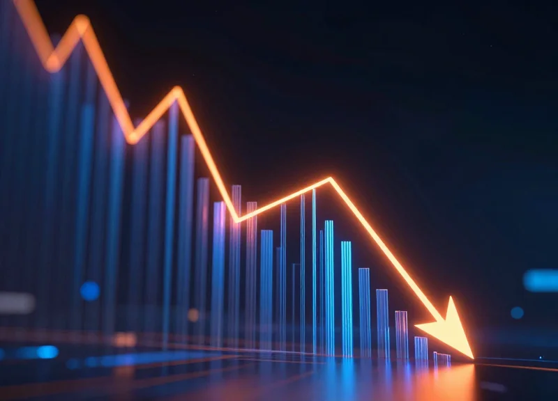 Abstract visualization of decreasing data bars representing a 40 percent shrinkage reduction