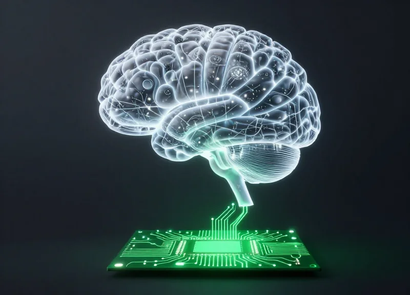 A conceptual illustration showing the evolution from simple electronic circuits to a complex glowing neural network