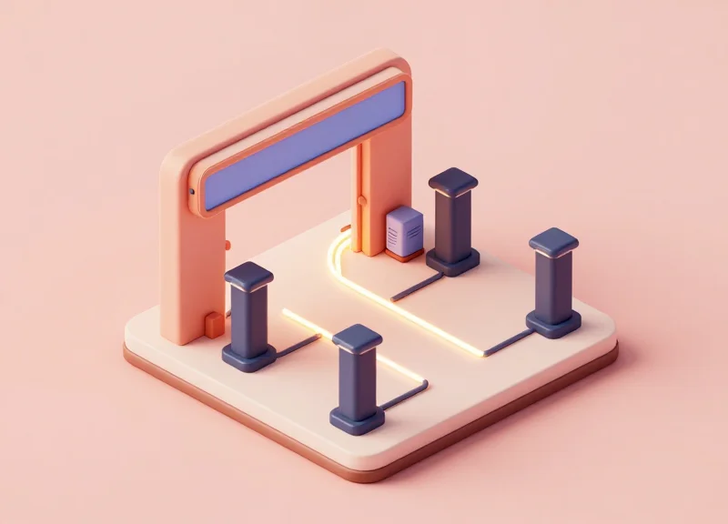 Isometric view of a store security system power architecture.