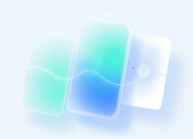 Modern digital interface concept showing system calibration with soft blue gradients and glass textures.