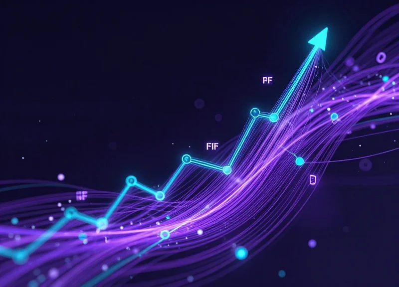Abstract visualization of RFID signals as flowing digital data streams in a retail setting.