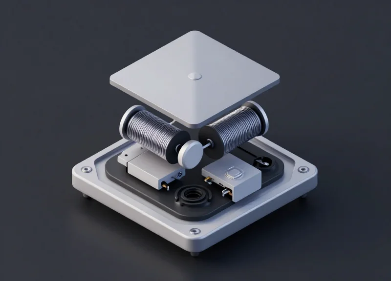 Micro-view of integrated metal detection and acousto-magnetic sensor components.