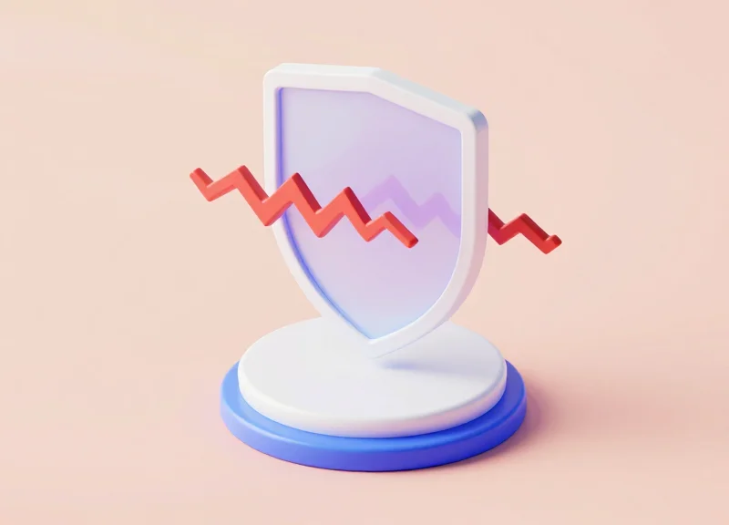 An isometric 3D view of a retail security gate protected by a conceptual electromagnetic shield blocking interference waves.