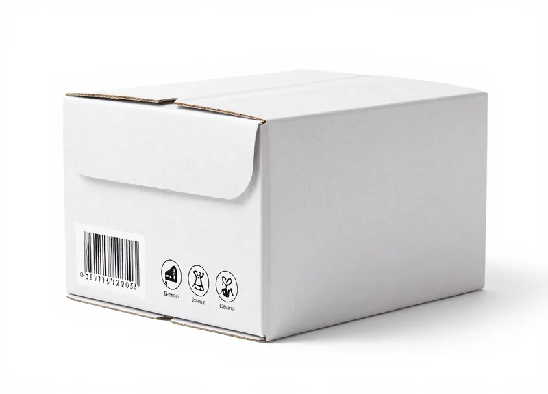 A close-up shot of a product box highlighting specific areas like barcodes and nutritional info as zones to avoid.
