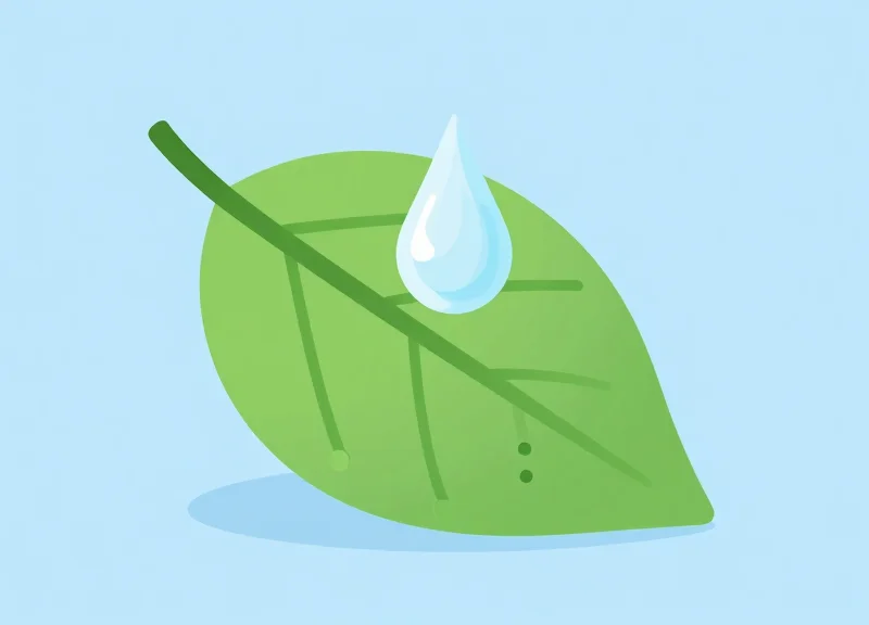 Conceptual illustration of a green leaf transitioning into a clear liquid droplet, representing biodegradable adhesives.