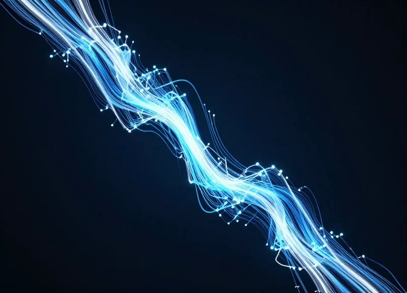 Abstract digital visualization showing a downward trending light path representing reduction in shrinkage