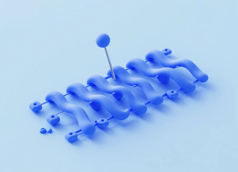 Isometric 3D illustration showing electronic article surveillance waves and a security pin