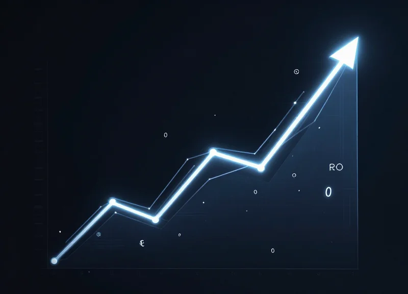 Conceptual visualization of financial growth and ROI through glowing upward light trails and digital data points.