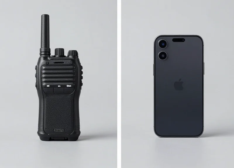 Side-by-side comparison of a handheld UHF RFID reader and a mobile NFC scanner in a laboratory setting.