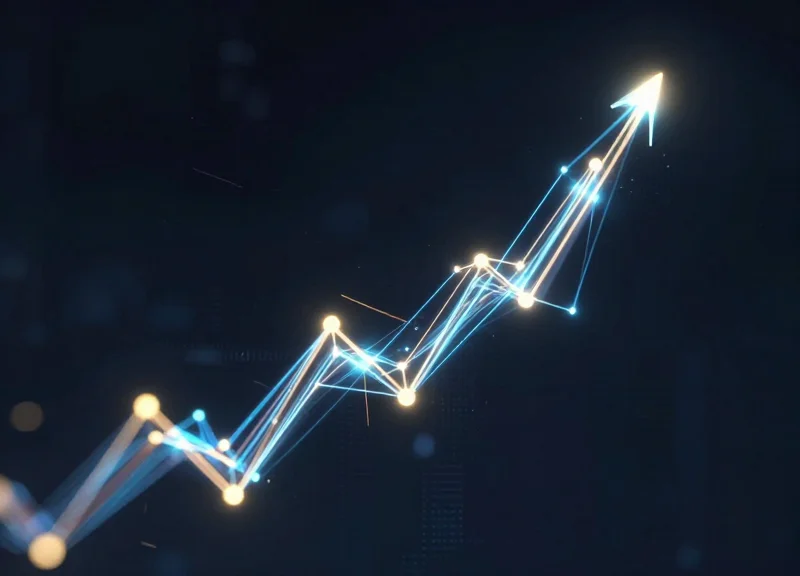 Conceptual data visualization of ROI and total cost of ownership growth curves