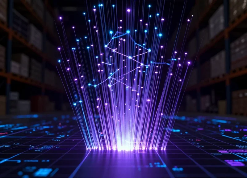 Abstract data visualization of warehouse scalability and growth.