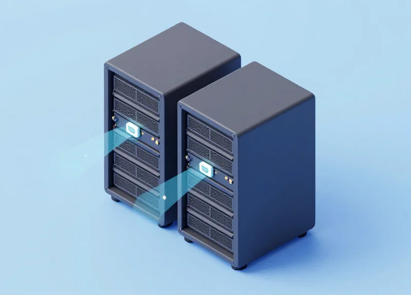 Isometric view of a data center rack being monitored in real-time by glowing RFID sensors.