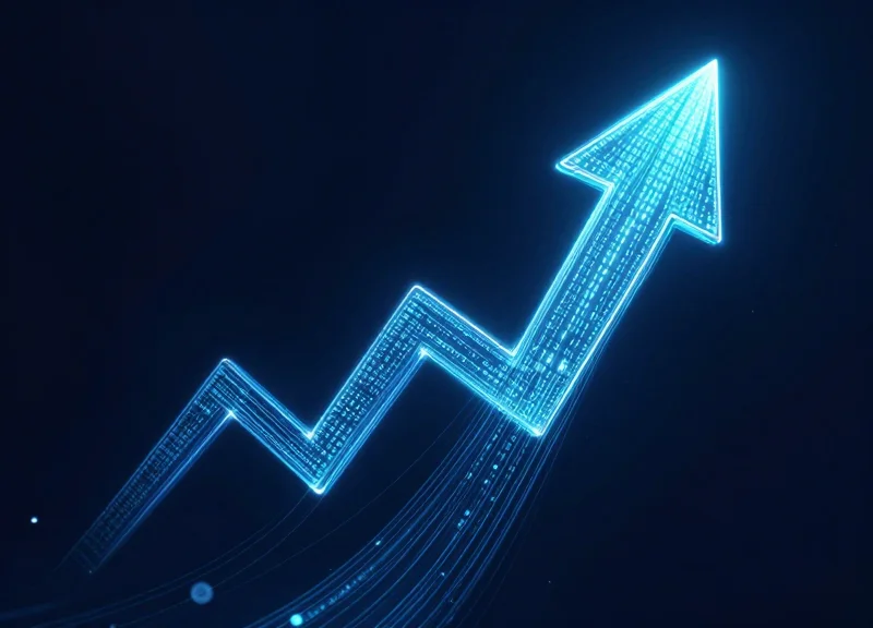 Upward trending light trails representing the high return on investment for RFID enterprise solutions.
