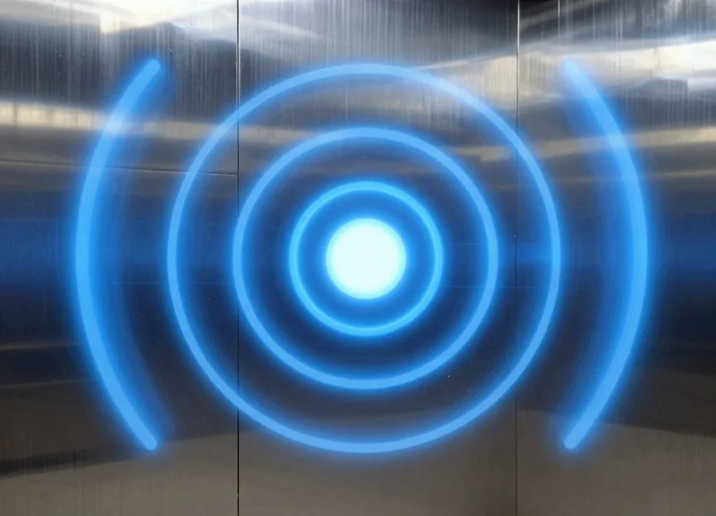 Abstract representation of radio frequency waves reflecting off a metallic surface