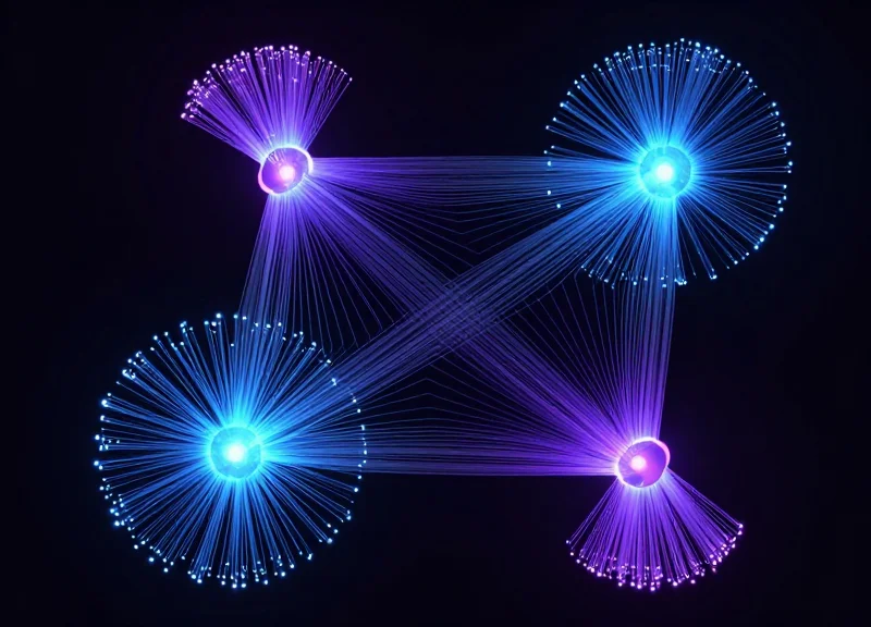 Abstract visualization of data flowing between different retail systems