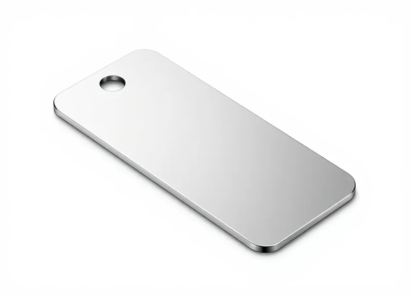 A sleek, minimalist RFID tag for luxury goods on a pure white background.