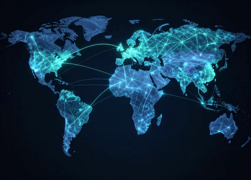 A global digital network map representing 2026 logistics and data flow.