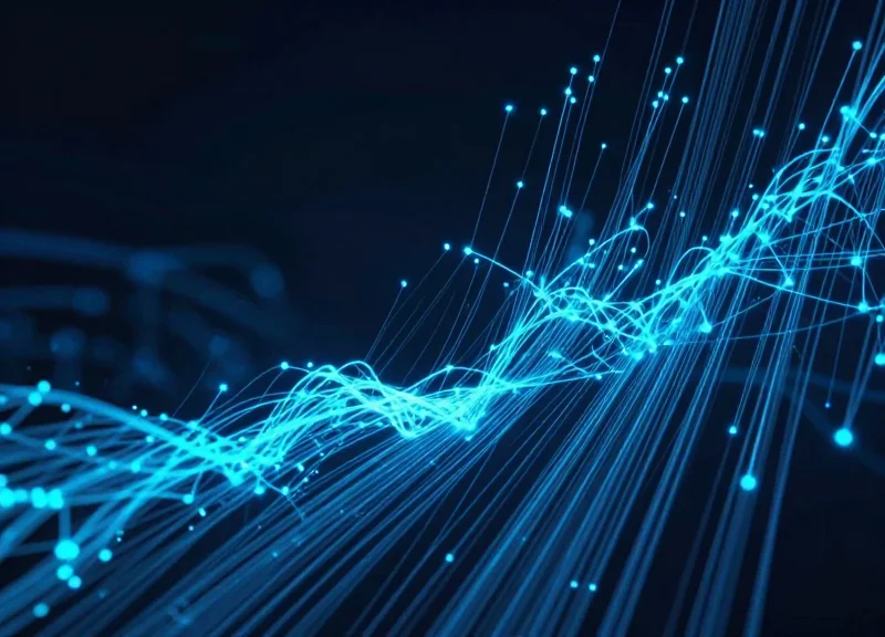 Abstract visualization of high-velocity data streams and glowing digital nodes representing rapid signal capture.