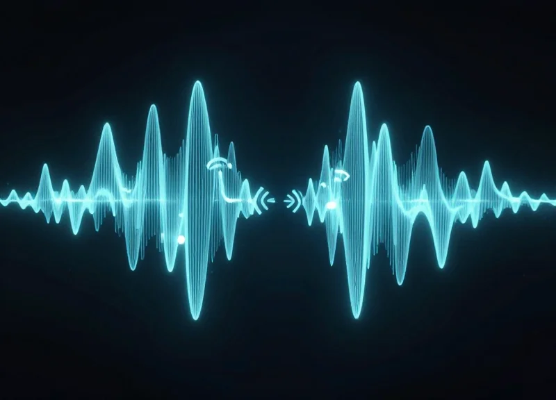 An abstract visual representation of signal latency showing two data waves that are misaligned and out of sync.