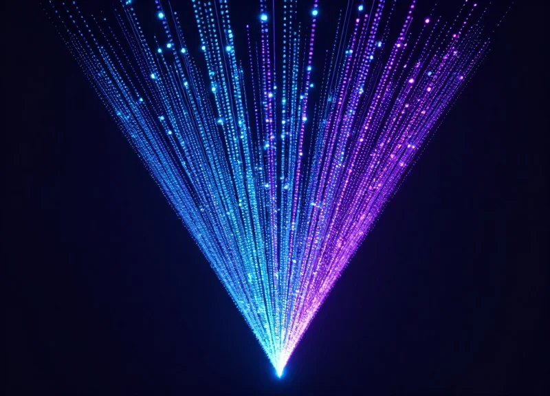 An abstract visualization of a data funnel filtering noisy particles into a clean, focused stream of light at the edge.