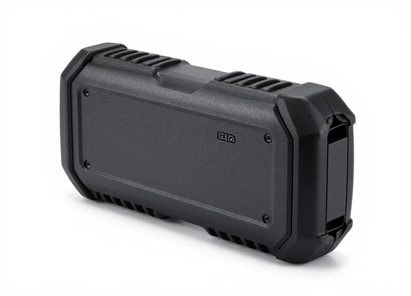 A heavy-duty handheld RFID terminal with reinforced rubberized corners and matte finish on a white background.