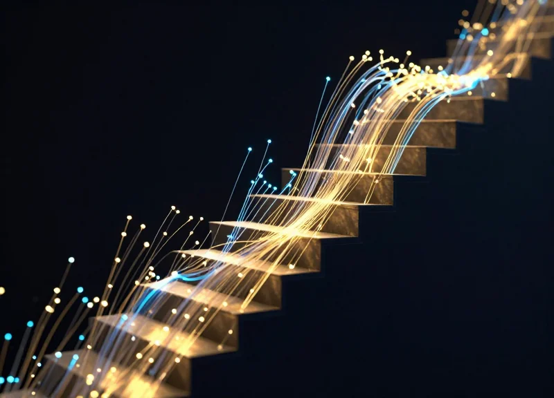 Abstract visualization of financial growth and data streams representing return on investment