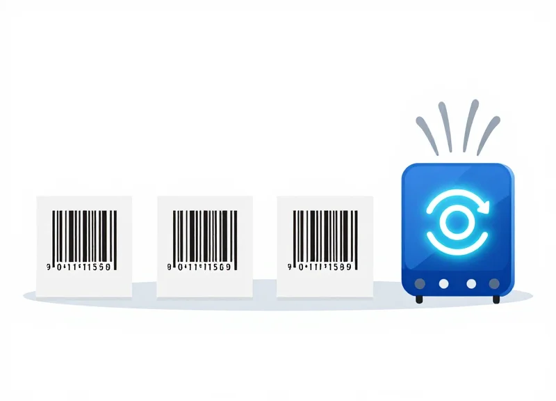 A visual representation of the transition from paper barcodes to digital RFID chips.
