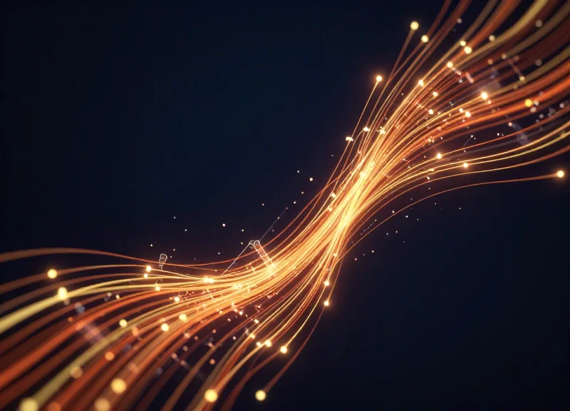 Abstract digital visualization of financial growth and ROI through technology.