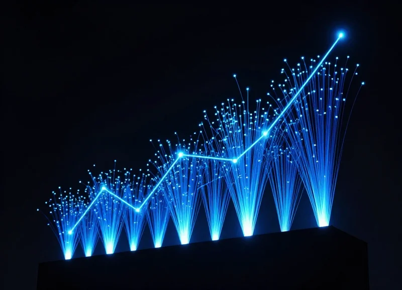 Abstract digital visualization of building data syncing to a cloud network with glowing nodes