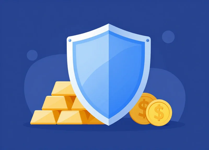 A flat vector illustration of a shield protecting financial assets.