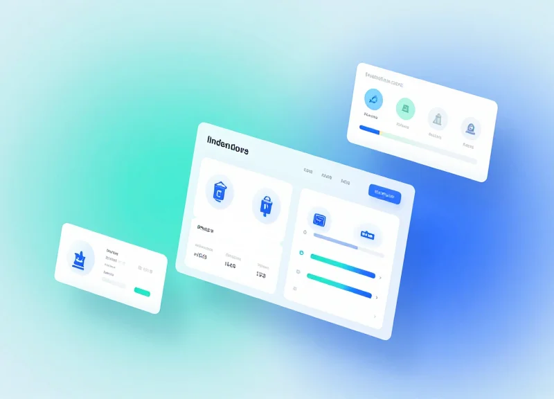 A modern, minimalist asset management dashboard mockup with glassmorphism effects.