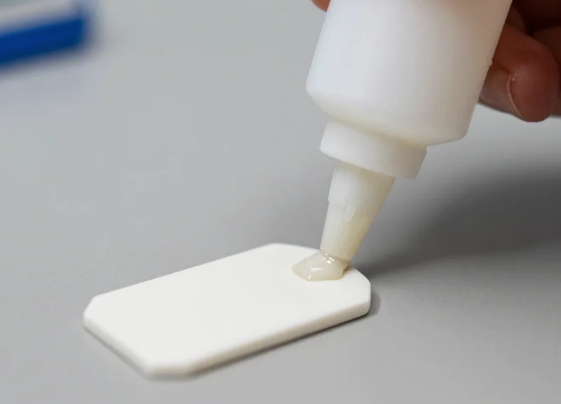 Industrial adhesive application to a ceramic tag for heavy-duty mounting