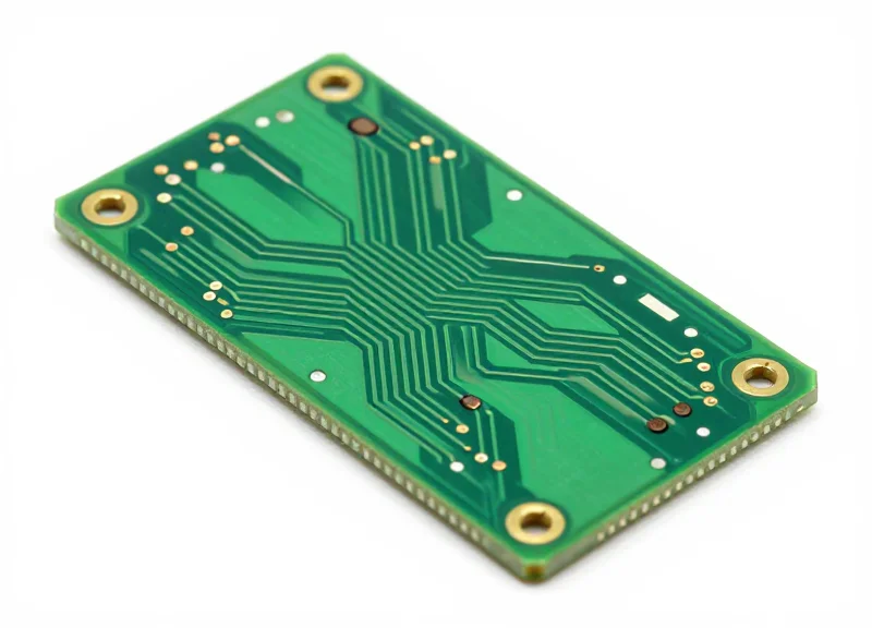 A close-up of a rugged PCB RFID tag showing the circuit board texture and metallic components.