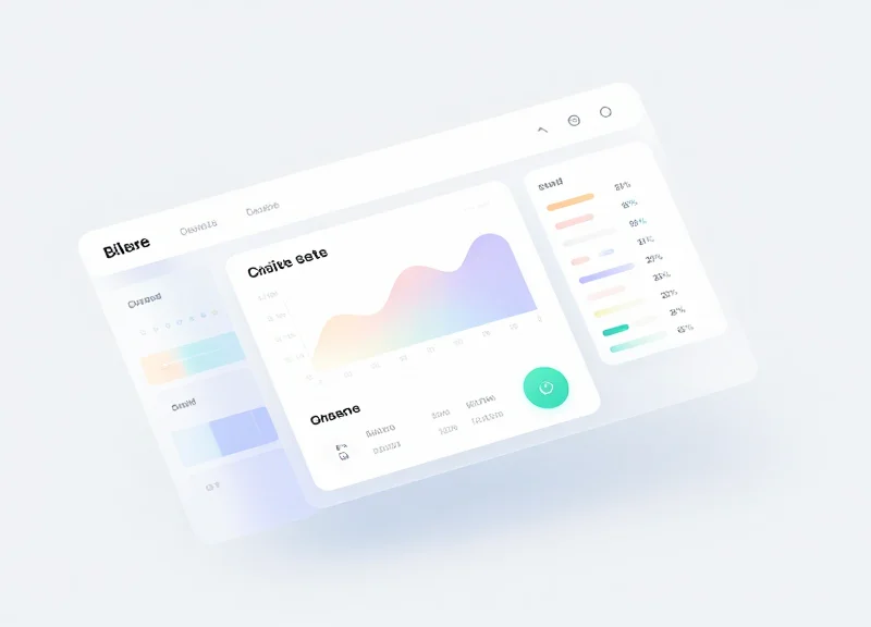 Abstract software interface mockup showing textile tracking analytics and management screens.