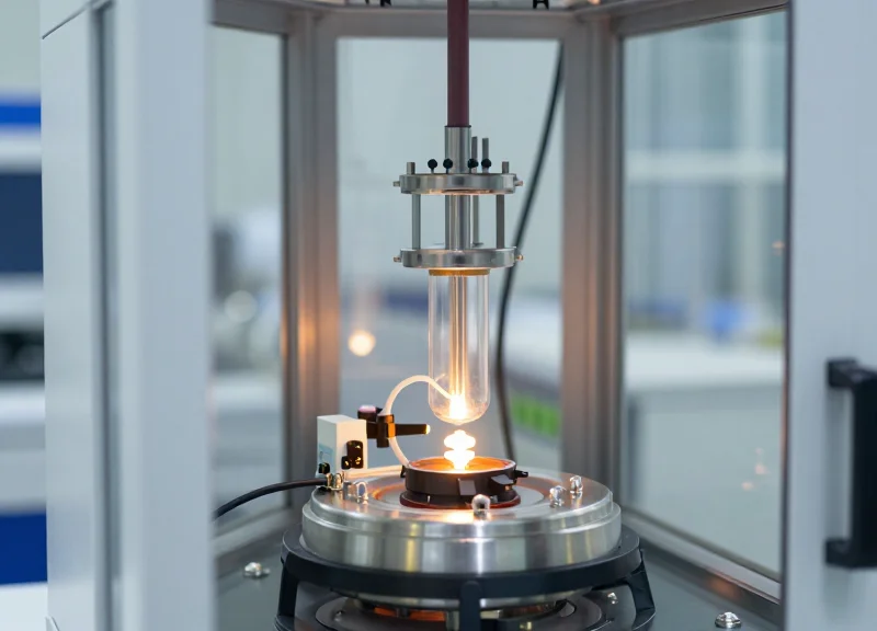 An RFID tag inside a thermal testing chamber simulating extreme heat and conditions.