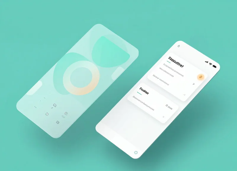 Modern abstract industrial IoT dashboard mockup with glassmorphism effects and data visualizations.