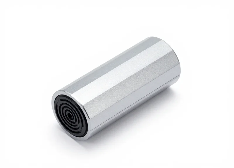 A sleek industrial vibration monitoring sensor with a metallic finish on a white background.