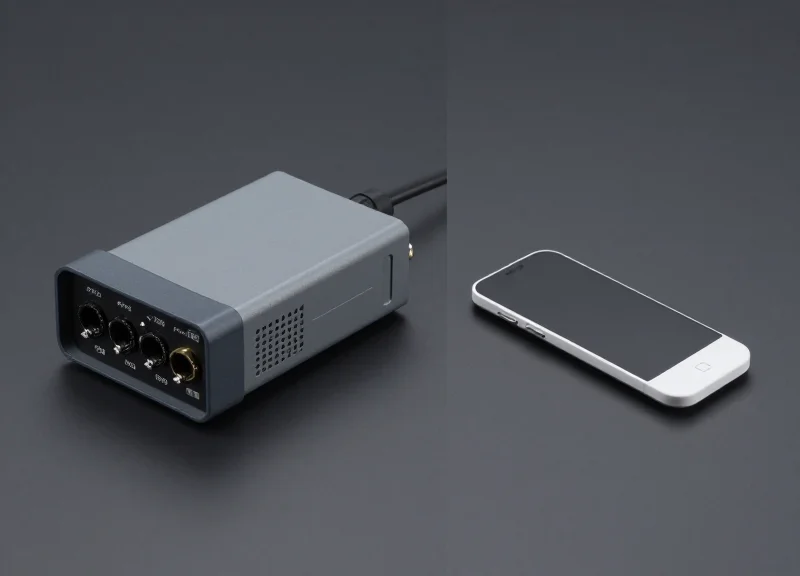 Side-by-side comparison of a bulky traditional industrial data logger and a modern, slim integrated sensor tag.