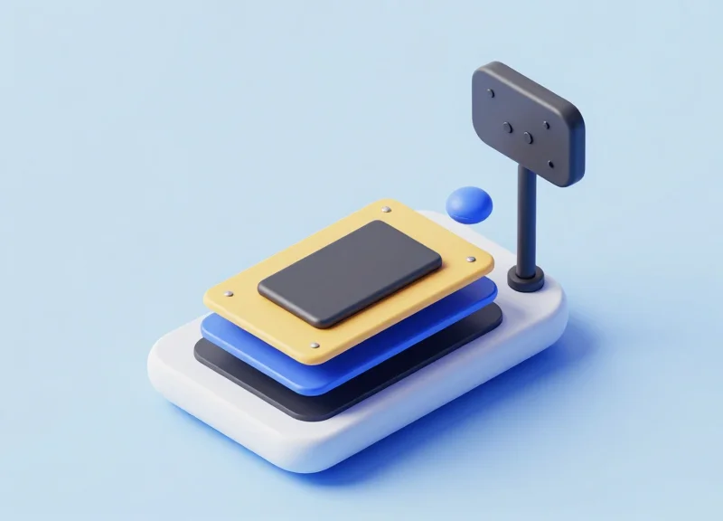 Isometric 3D view of the internal components and architecture of a smart integrated sensor tag.