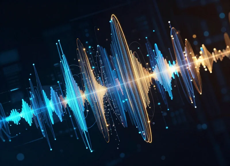 Abstract visualization of radio frequency waves and signal interference patterns in a digital space.