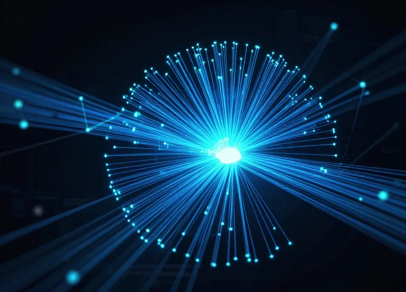 Abstract visualization of 5G and Wi-Fi 6E connectivity nodes.