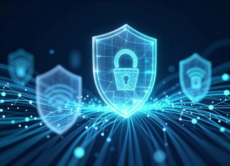 Abstract visualization of data encryption and security protocols for wireless communication