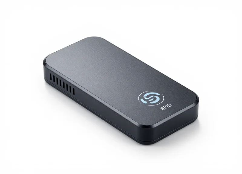 A sleek and modern integrated RFID reader device showcasing a compact design.