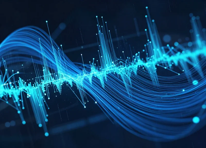 Abstract visualization of fast and secure signal processing and data integrity.