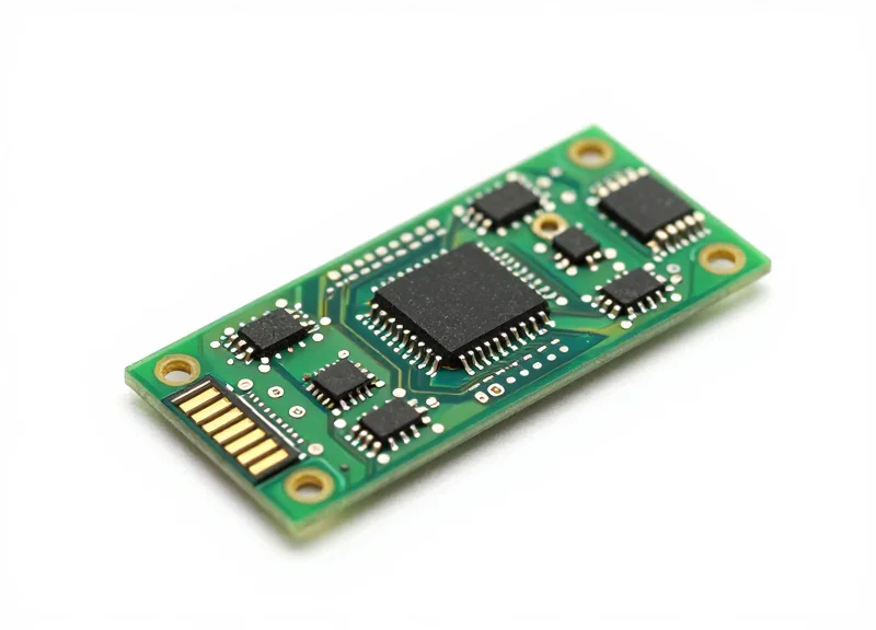A close-up view of a small RFID OEM module showing its hardware components.