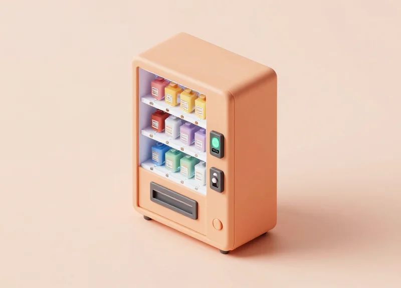 Isometric 3D view of an intelligent dispenser with RFID tracking inventory