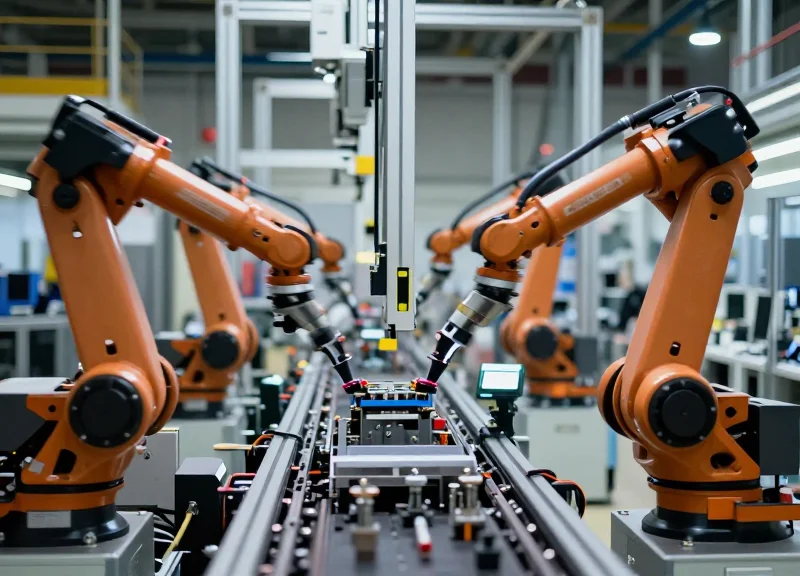 High-speed automated manufacturing line utilizing ultra-low latency RFID technology.
