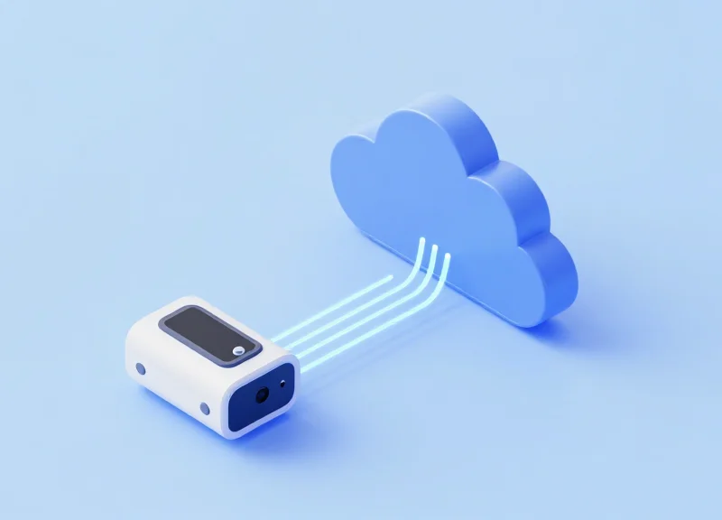Isometric view of a wearable scanner wirelessly connected to a cloud network
