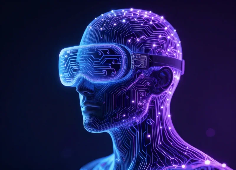 Abstract visualization of AI and edge computing in wearable technology