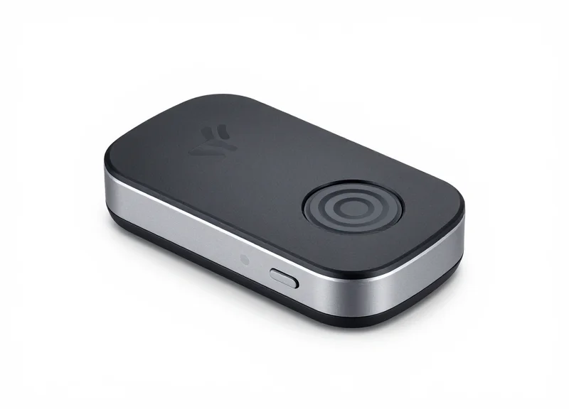 A high-end metallic and carbon fiber ring-style RFID reader shown from a 45-degree angle.